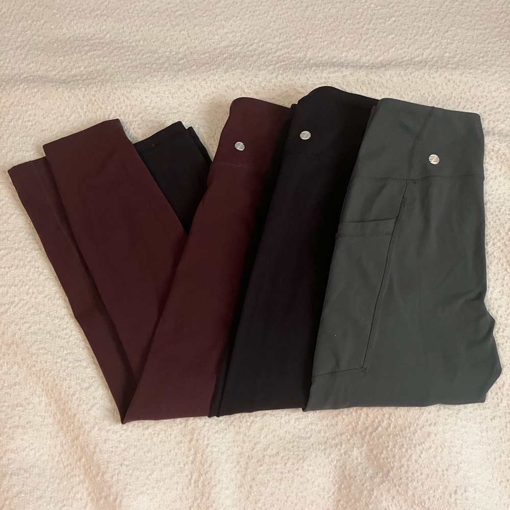 Zella Women's Leggings in Burgundy, Black, and Green